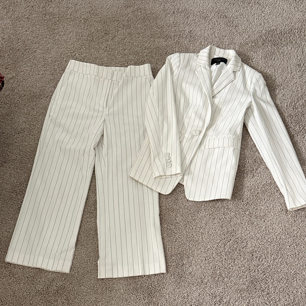 Ann Taylor Cream Striped Pantsuit